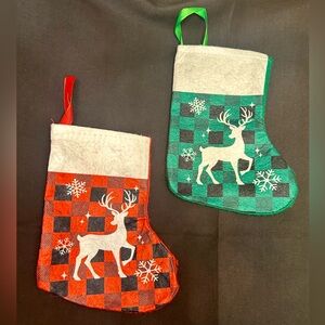 🎄🎁 Buffalo Plaid Christmas Stocking Set “Oh Deer”
